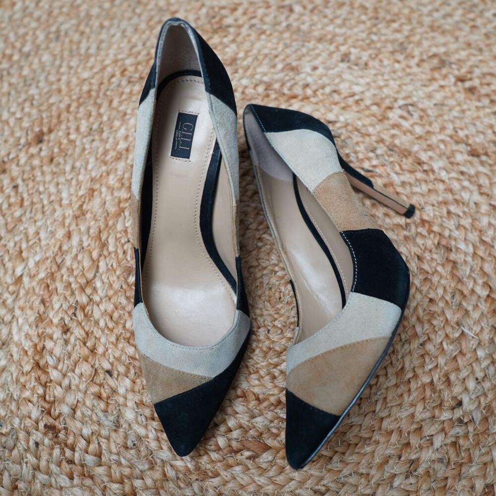 G.I.L.I. Suede Colorblock Pointed Heels Size 8